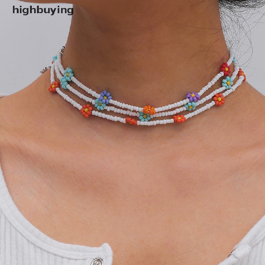 Hbid Kalung Choker Manik-Manik Bunga Daisy Handmade Gaya Bohemia Untuk Wanita