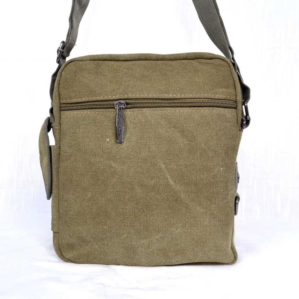 Tas Bahu Selempang Kanvas Pria Canvas Sling Bag Cruiser Pria 5 Res 1 Kancing Magnet Import 7659-2