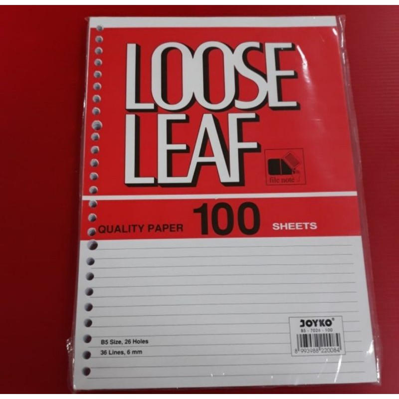 

LOOSE LEAF JOYKO B5 7026-100 LEMBAR