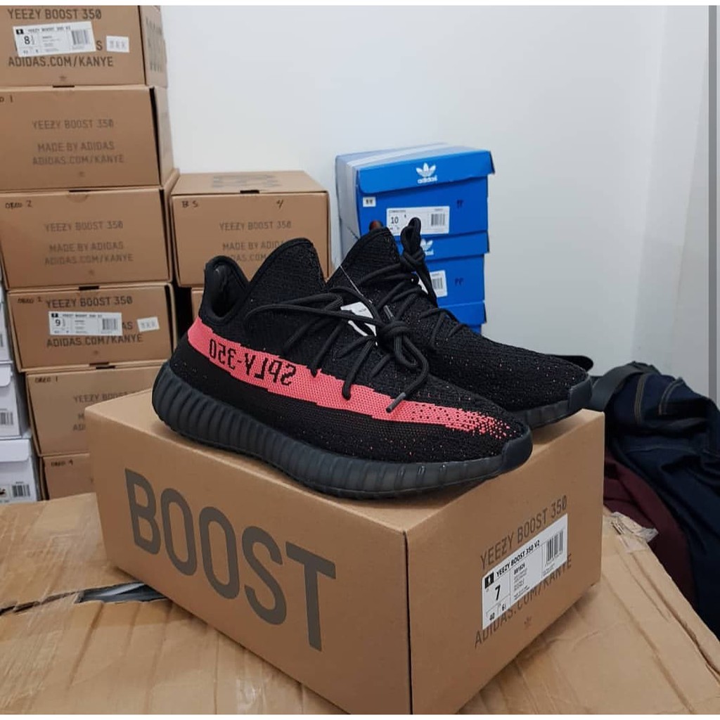 sepatu adidas yeezy boots 350 v2 black red premium