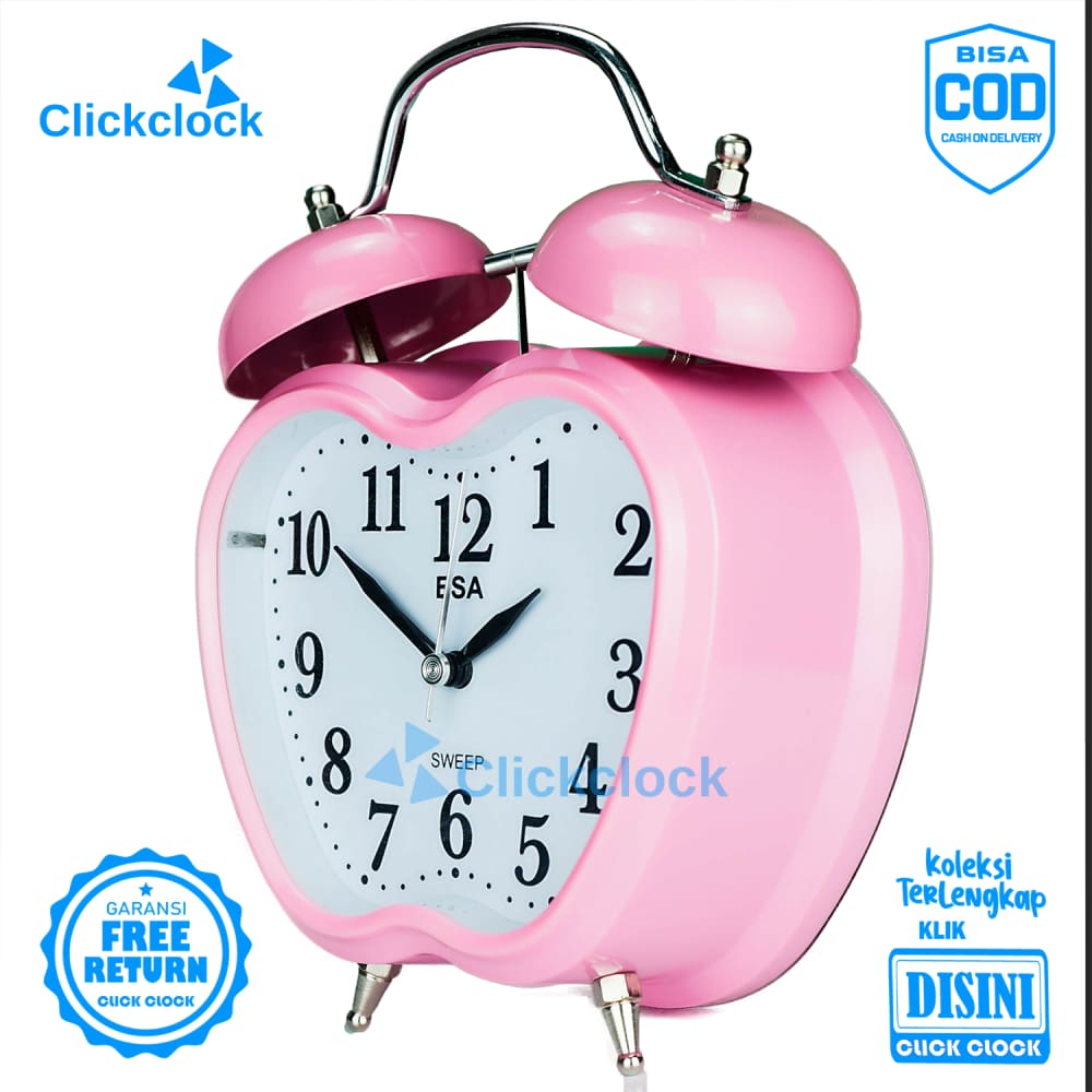 Jam Weker Quartz Hiasan Meja Hijau,Biru Esa 2848 Kecil Murah Lucu Step Movement