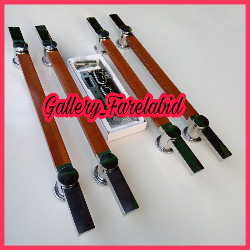 Handle Pintu Rumah Stainless Steel 60 Cm Full Set Body Kunci Gagang Pintu Rumah Modern 45 Cm Set Bodi Pelor Pegangan Pintu Kupu Tarung 33 Cm Besar Tarikan Pintu Rumah Utama Minimalis