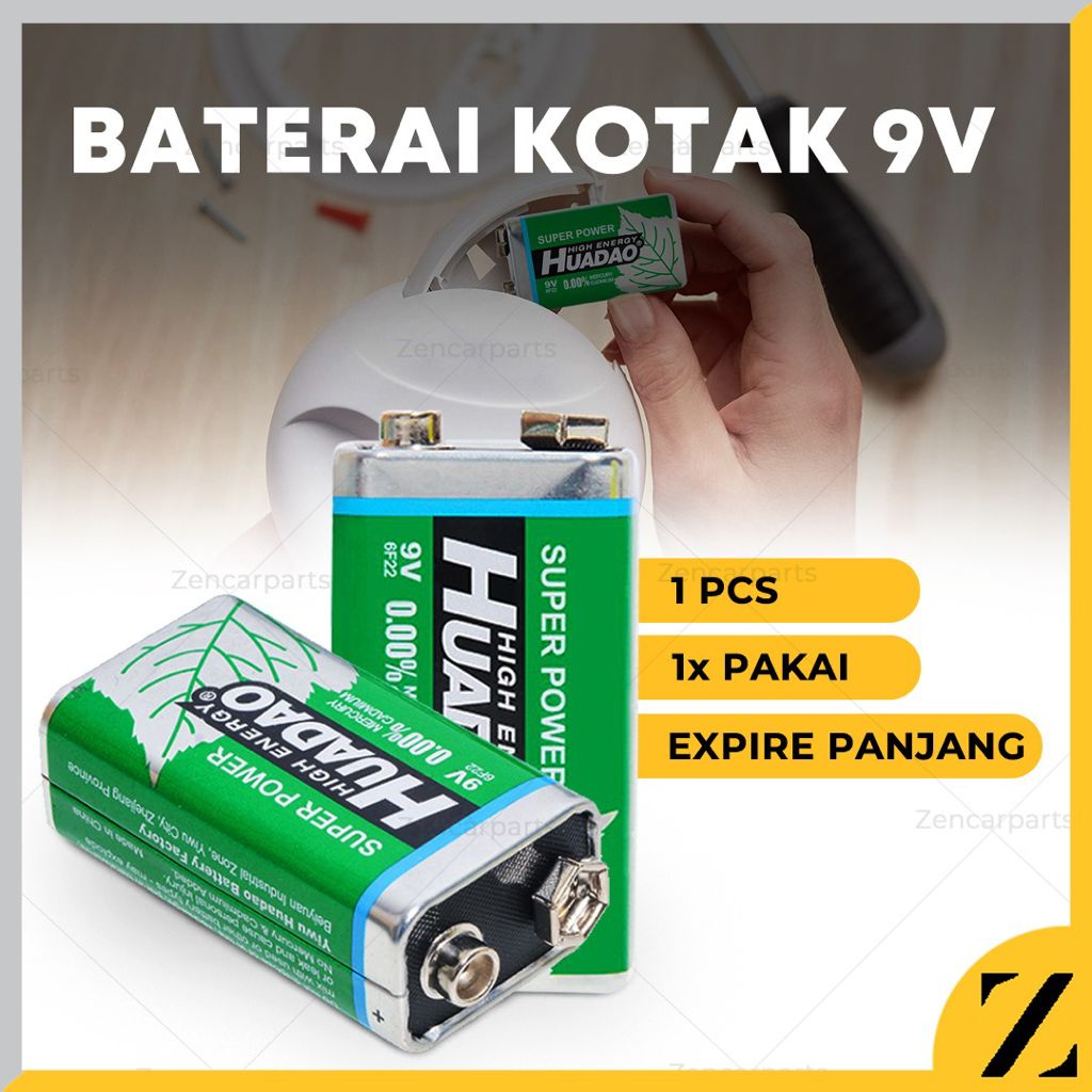 Baterai KOTAK 9V 9volt 9 volt V Batu Battery Batre Batere Huadao