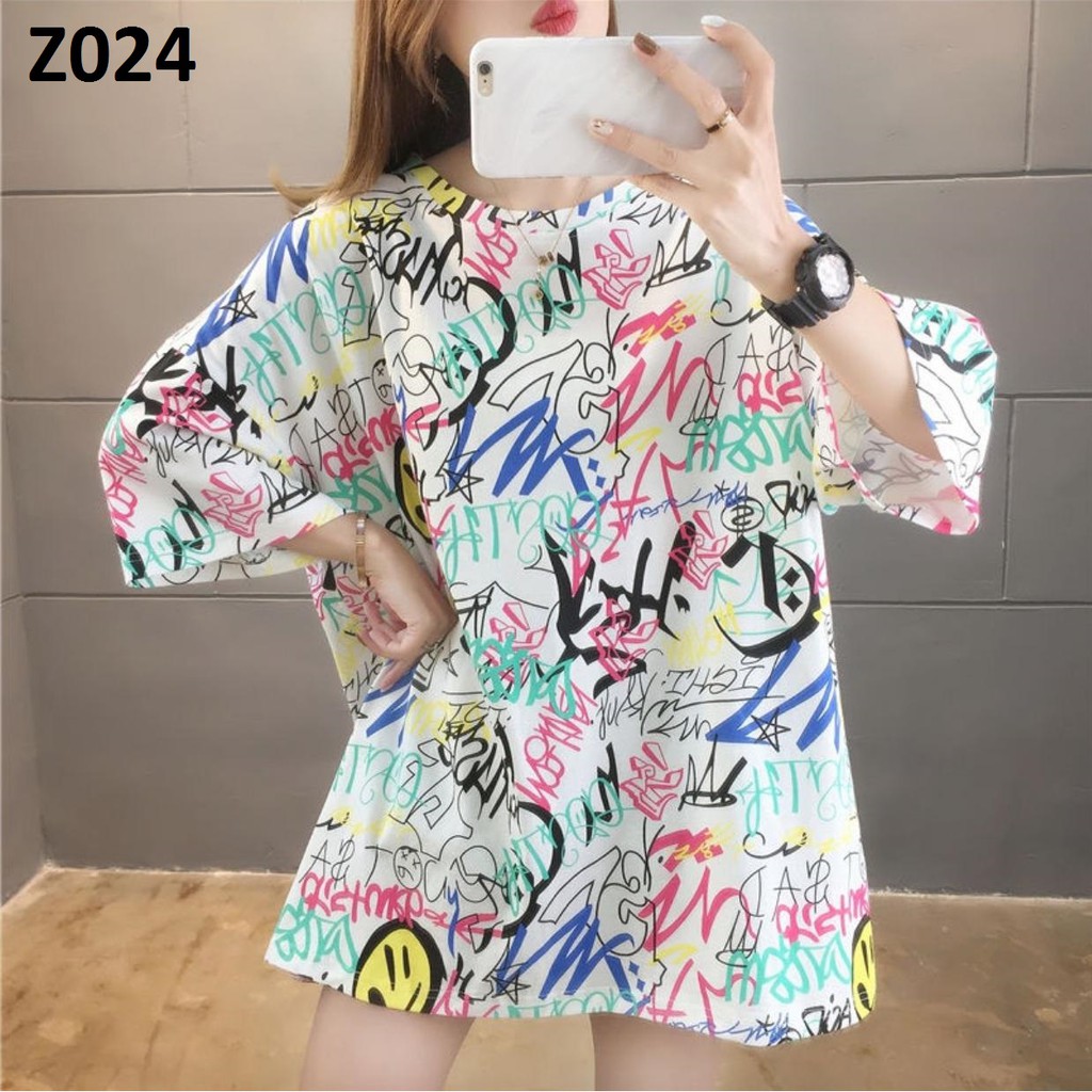 Oversize Tee / Tshirt Wanita   Model Longgar Motif Tulisan Z024