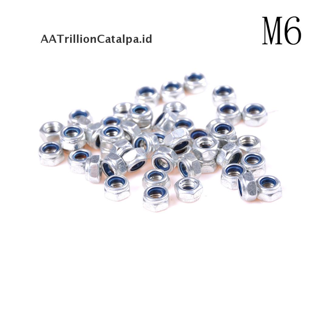 【AATrillionCatalpa】 50Pcs DIN985 M3 M4 M5 M6 Galvanized Self-locking Nut Nylon Lock Nut ID