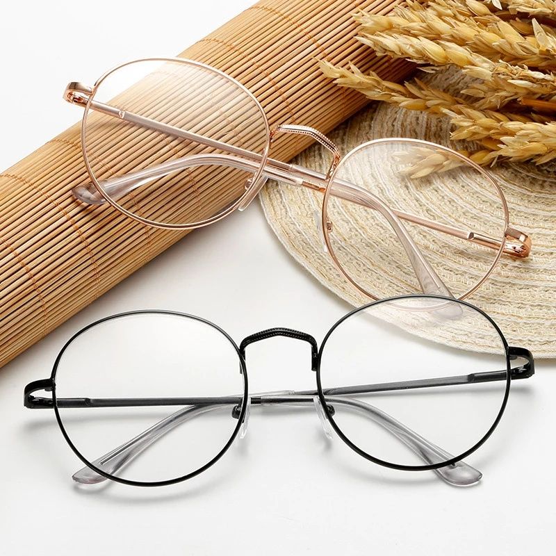 (R9G) Kacamata Oval Wanita Lensa Rangka Transparan Retro Vintage Metal Frame Eyeglases