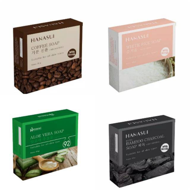 HANASUI Coffee Soap 30g White Rice - Bamboo Charcoal - Aloe Vera 60g / sabun scrub hanasui (VALENSIA)