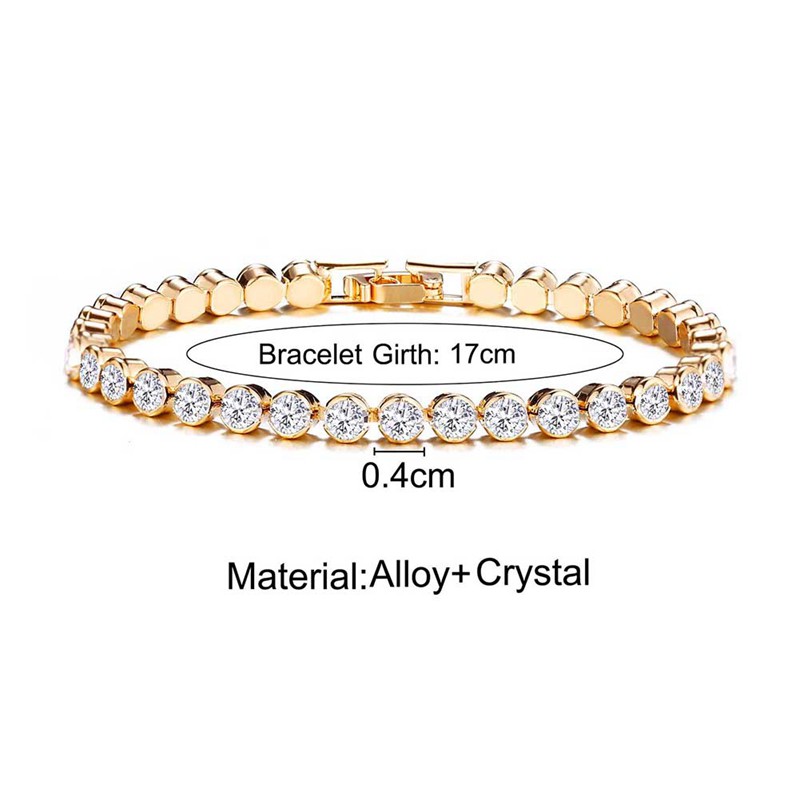 Gelang Rantai Kristal Roman Sederhana Aksen Zirkon Baris Tunggal