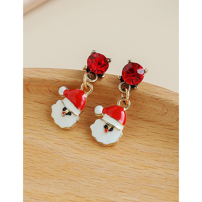 LRC Anting Tusuk Natal Fashion Alloy Diamond Christmas Series Earrings P47514