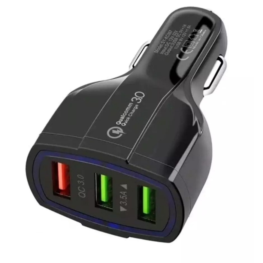 Qualcomm 3.0 Quick Car Charger Fast Charging 3 Port-Batok Saver-Cas hp Mobil Motor-Fast Charging-Quick Charging-Charger Mobil-Batok Charger-3 USB-High Quality