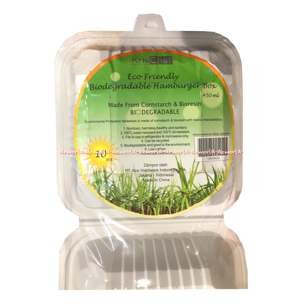 Krischef Eco Friendly Biodegradable Hamburger Box 450ml Kotak