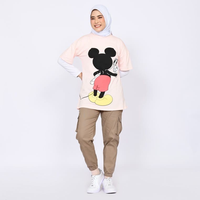 SS Kaos Zara Disney Mickey Mouse Atasan Wanita Dewasa /T-shirt Zara wanita/Kaos oversize lengan pend