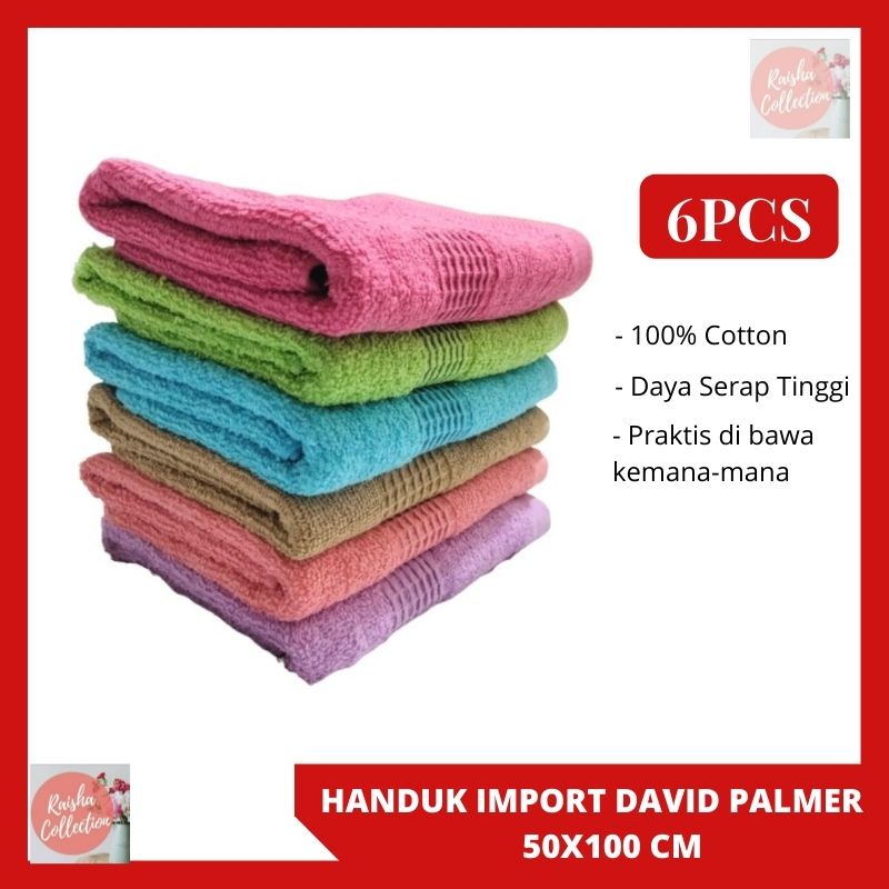 RC Paket Isi6 Handuk Mandi Dewasa Import David Palmer Salur Tanggung ukuran 50x100cm