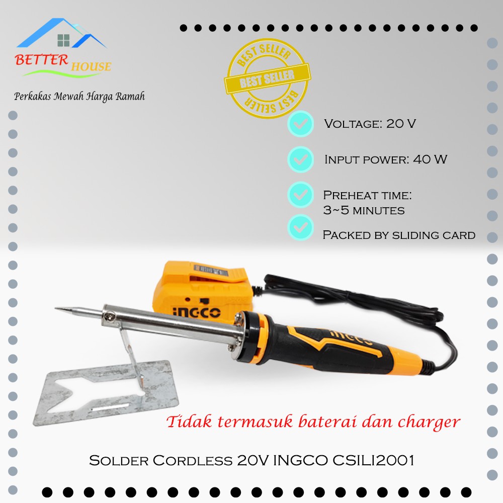 SOLDER CORDLESS 20V INGCO CSILI2001 UNIT ONLY