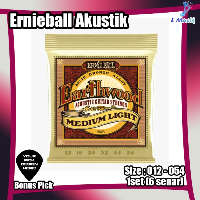 SENAR GITAR AKUSTIK ERNIEBALL 012 EARTH WOOD MEDIUM LIGHT ACCOUSTIC GUITAR STRINGS 1 SET ERNIE BALL