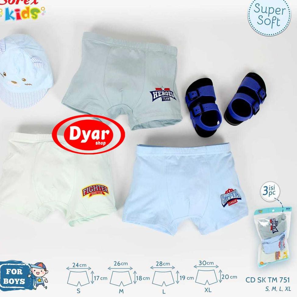 Diskon Promo.. CD Celana dalam anak Boxer sorex kids remaja laki laki / Boy Boxer  TM751 | V AB3 - B