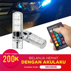 T10 LAMPU LED MOBIL MOTOR T10 RGB  SMD ISI 2PCS  REMOTE