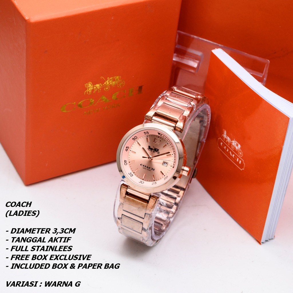 JAM TANGAN WANITA FASHION RANTAI BODY BULAT TANGGAL AKTIF