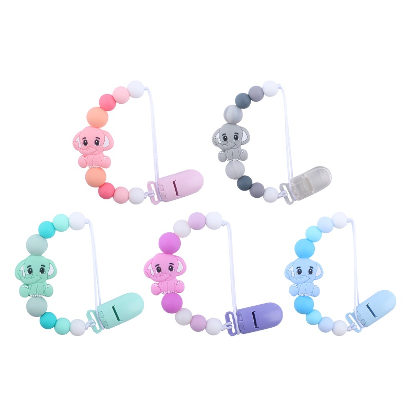 Mary Klip Rantai Empeng / Dot Motif Kartun Hewan Bahan Silikon Untuk Bayi Laki-Laki / Perempuan