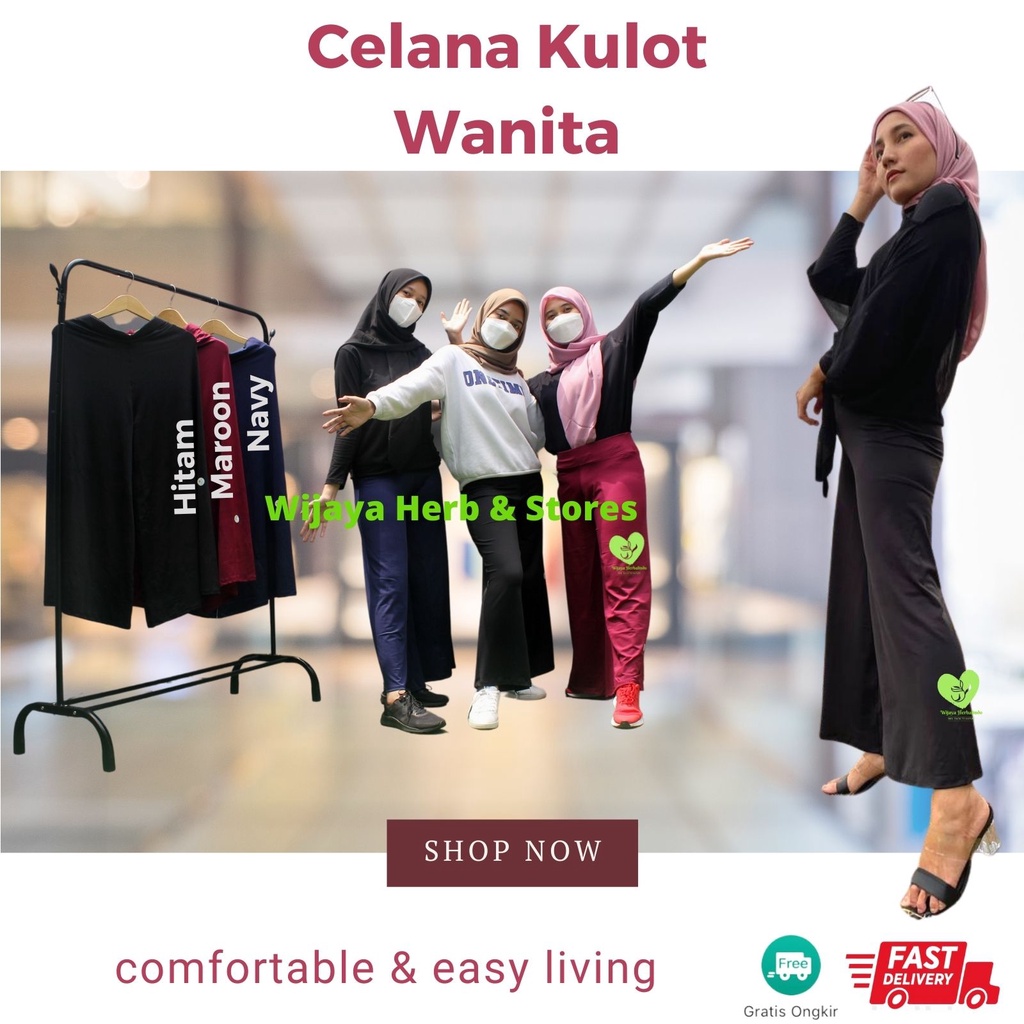 [Fashion] Celana Kulot Panjang Wanita / Size Slim &amp; Jumbo / Spandeks Elastis &amp; Adem