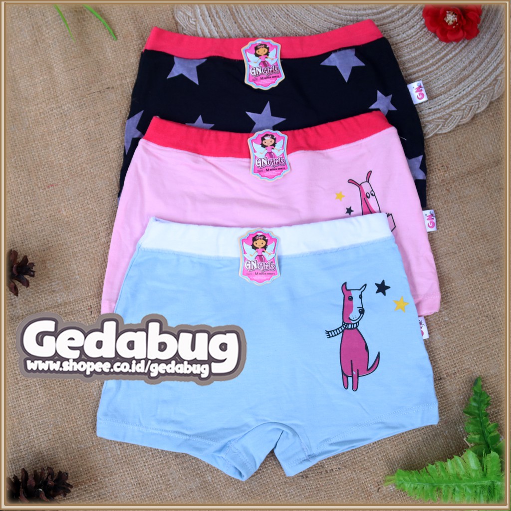 3pcs - Golden Nick 4001 Bintang - Cd Celana Dalam Boxer ANAK CEWEK PEREMPUAN