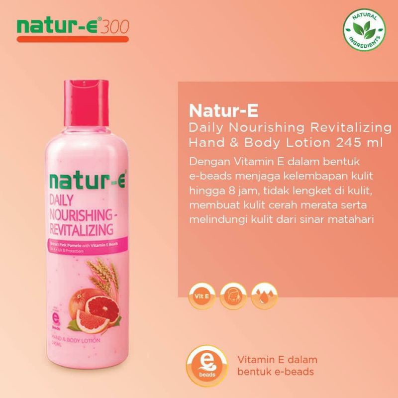 Natur-E Hand Body Lotion Series 100ml / 245ml - Natur E Daily Nourishing Moisturizing Hijau / Revitalizing Pink 100 / 245 ml