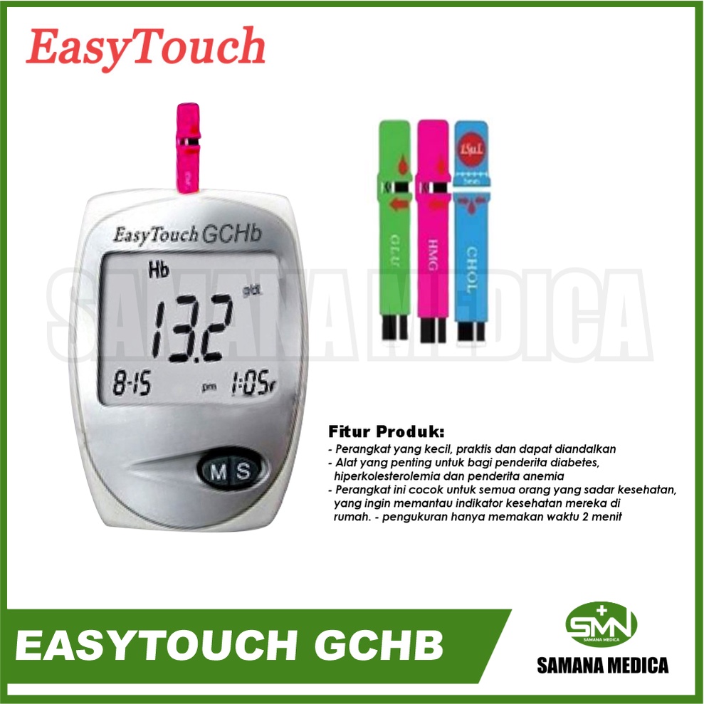 ALAT TES GCHB Gula Darah, Kolesterol, Hemoglobin EASYTOUCH GCHB 3in1 FREE PACKING KARDUS