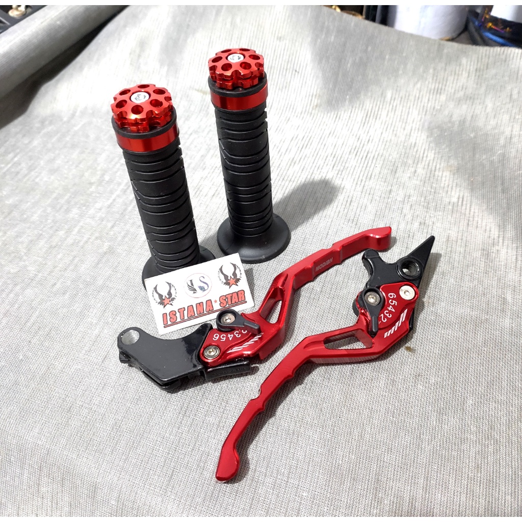 Paket Handle rem dan Kopling Setelan Honda Cb 150 R Plus Handgrip Ring CNC. Buat Cbr 150, Verza, Sonic 150,/istana star