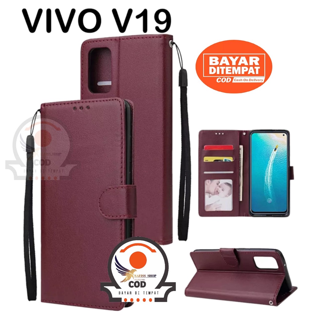 Case Flip Vivo V19 Dompet Hp untuk Vivo V19 Leather Flip Case standing flip Leather cover Handphone