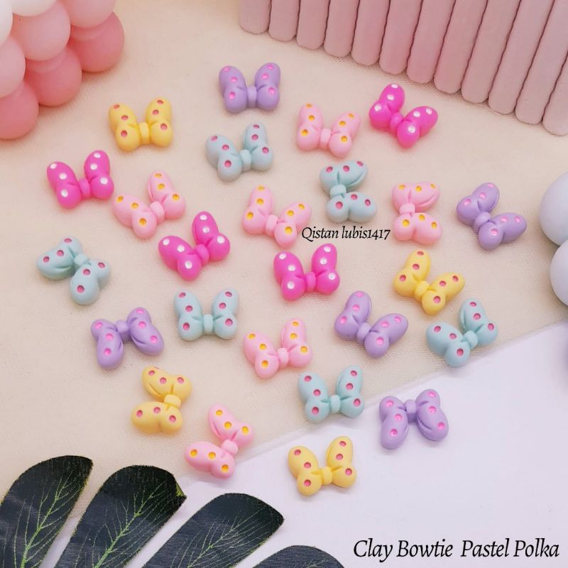 Clay Bowtie Pastel Polka