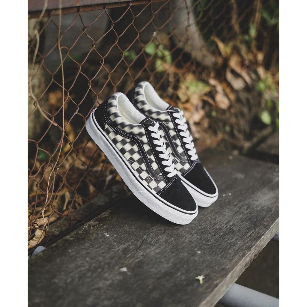 BEST SELLLER !!! TERMURAH  VANS OLDSKOOL BLUR CHECKER BLACK/WHITE-3