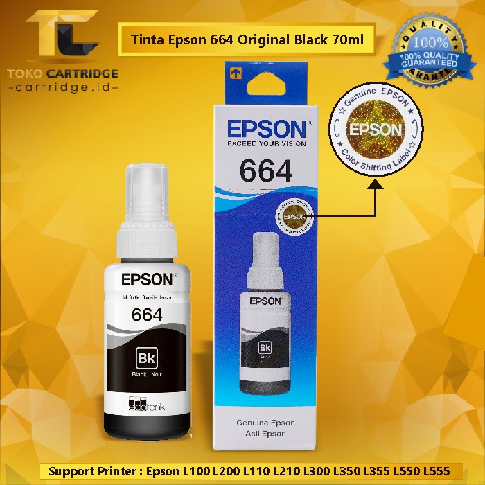 Tinta Printer Epson L100 L110 L120 L200 L210 L220 L300 L310 L350 L355 664 Original T6641 refill