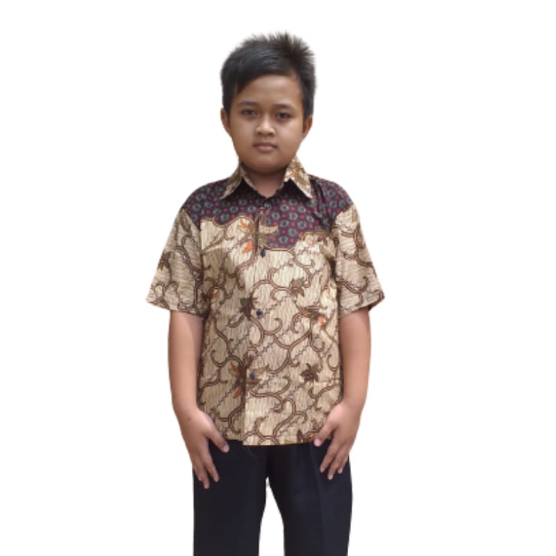 Kemeja Batik Anak / Hem Anak Pendek Laki Laki Motif Ulir 4-11 tahunnn