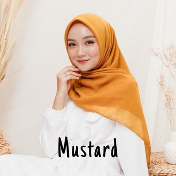 Bella Square Hijab Segiempat | Kerudung Laudya Pollycotton PART 2-Mustard
