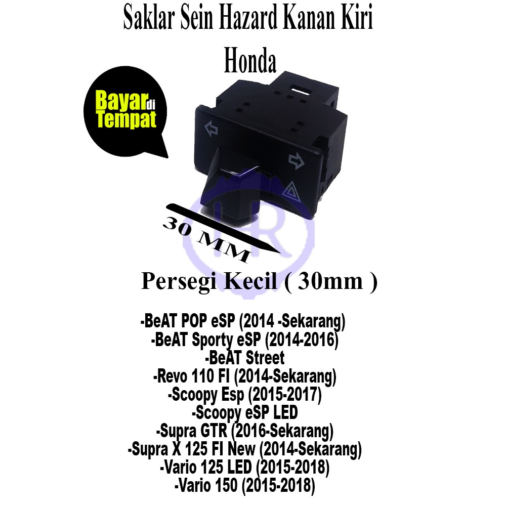 saklar hazard sen 30mm + Flasher CR7 Beat FI inject cbs / Beat pop / Beat street / Scoopy inject fi