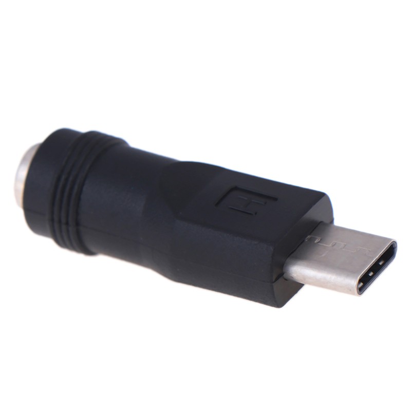 1pc Adapter Jack Female 5.5x2.1mm Ke Tipe-C 3.1 Male Plug 90 / 180 Derajat