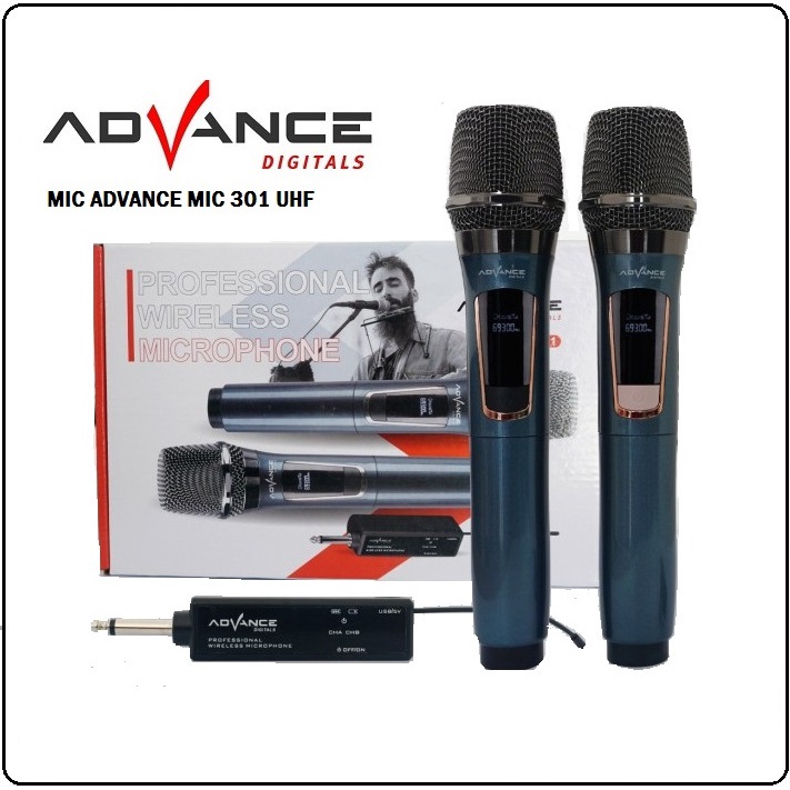 Microphone wireless Advance 301 Mic Karaoke Double Mikrofon Tanpa Kabel