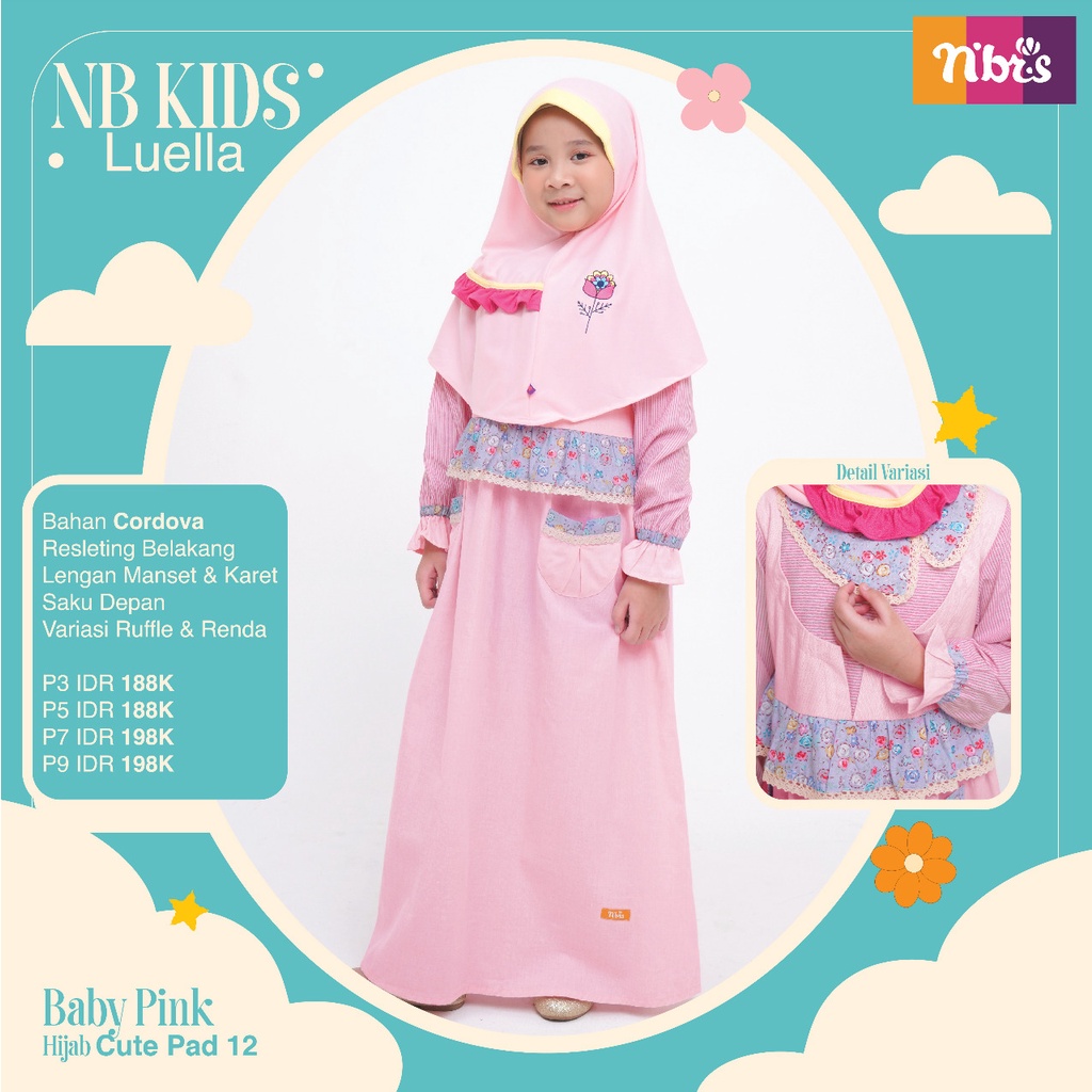 NIBRAS GAMIS ANAK NB KIDS LUELLA Bahan Cordova Gamis Anak Model Terbaru