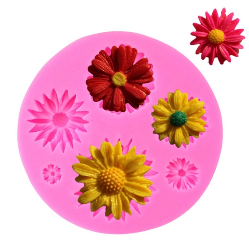 {LUCKID}3D Sunflower Flower Petals Embossed Silicone Mold Relief Fondant Cake Decor Tool