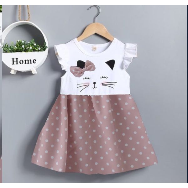 VISION ONLINEDRESS CATTY /DRESS KUCING MOTIF SALUR /ONDE/ CASUAL / HELLO KITTY / DRESS MURAH /DRESS ANAK  1 2 3 TAHUN /COD