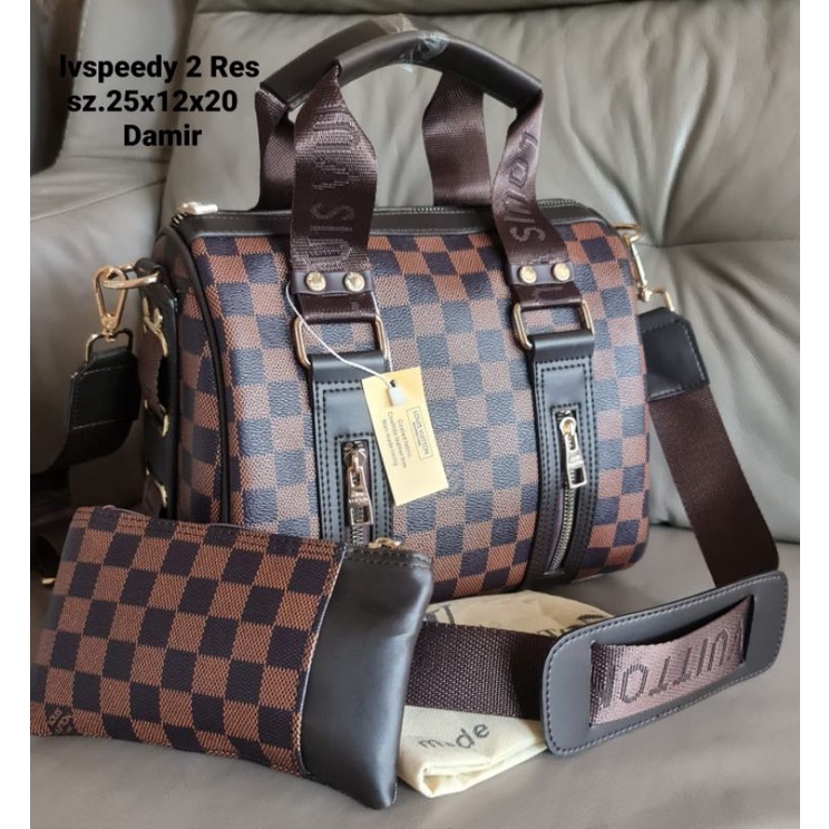 Tas Wanita Top handle Lv Speedy Tas selempang Size 25 Free Dompet Waterproof