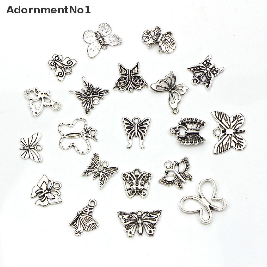 (AdornmentNo1) 60pcs / Set Liontin Kupu-Kupu Silver Tibet Vintage Untuk DIY Craft / Perhiasan