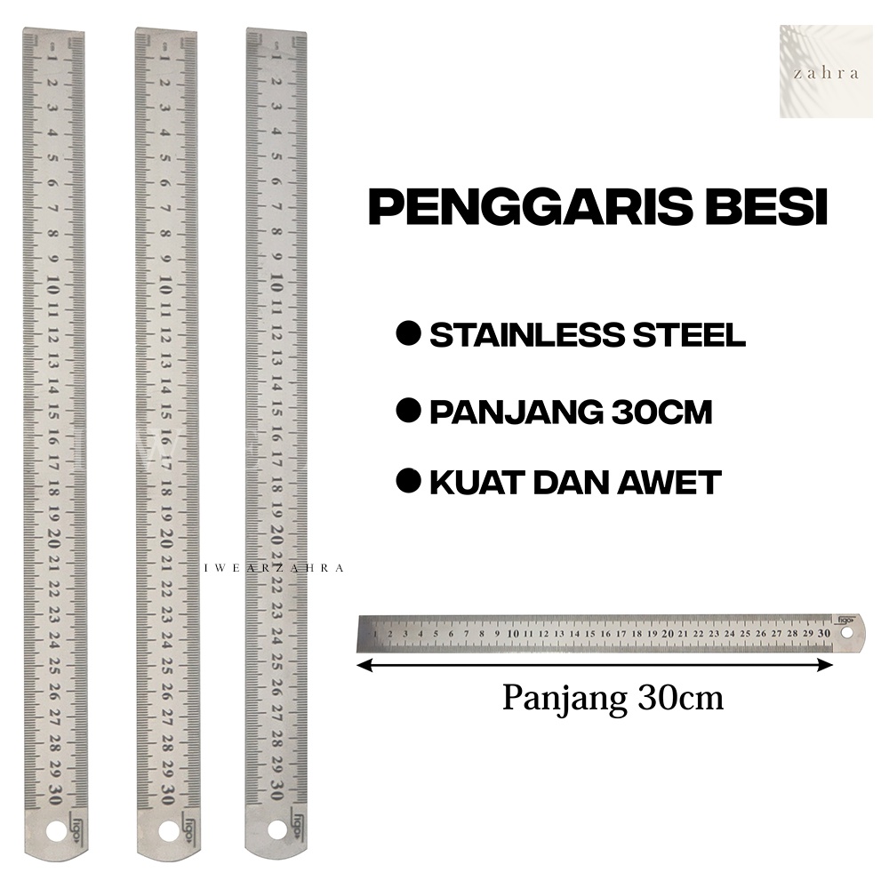 PENGGARIS BESI 30CM - Ruler Stainless Penggaris Besi Perlengkapan Anak Sekolah ALat Tulis Kantor