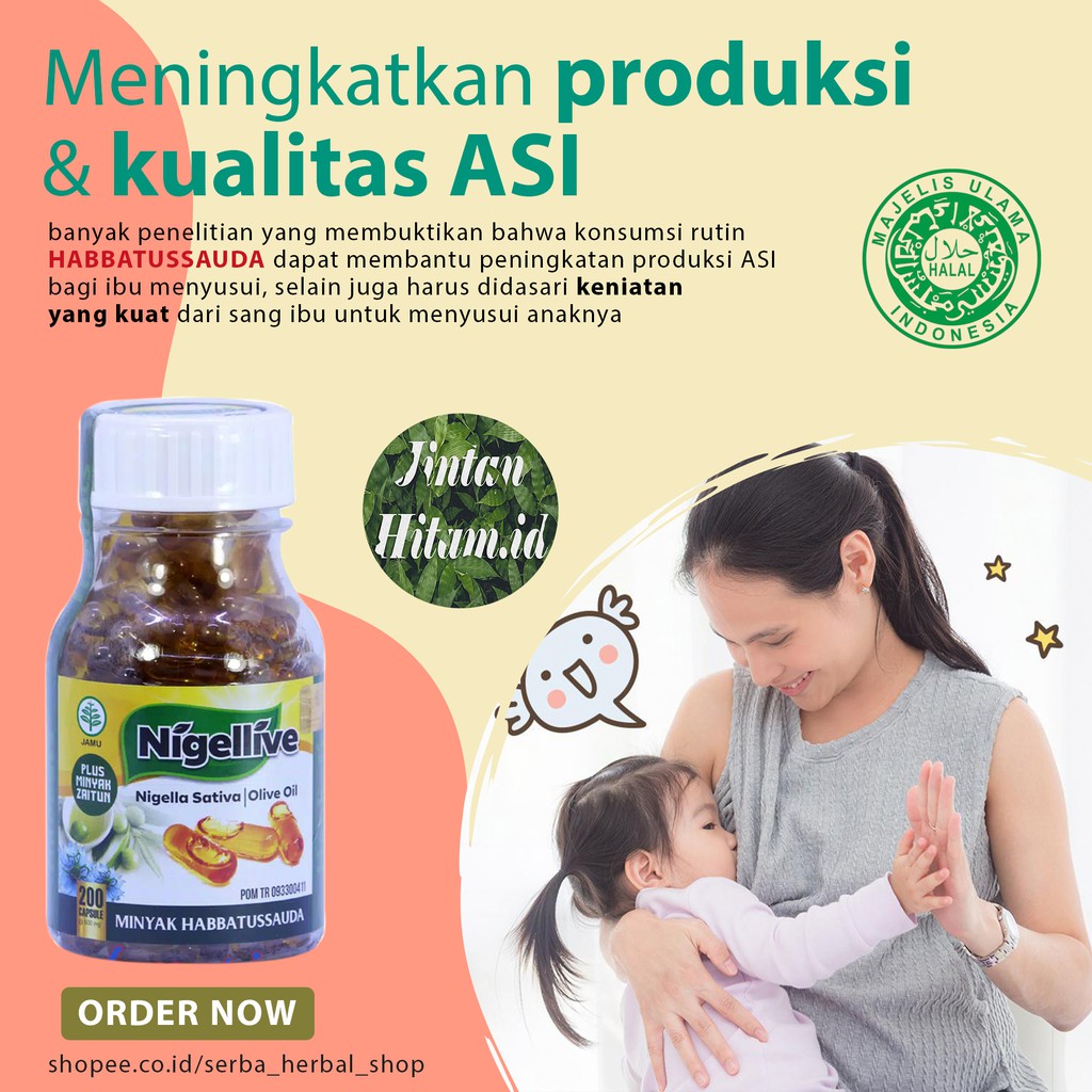 NIGELLIVE MINYAK HABBATUSSAUDA HABATUSAUDA 200 KAPSUL VITAMIN IBU MENYUSUI MEMPERBAIKI ASI