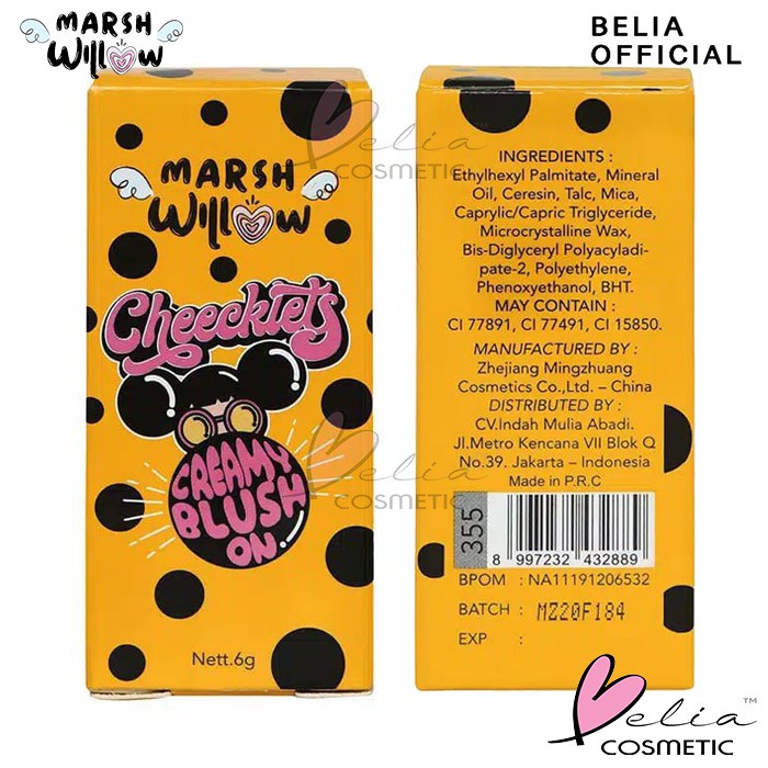 ❤ BELIA ❤  MARSHWILLOW Cheeklets Creamy Blush On Stick 6gr ✔️BPOM | perona pipi stik cheeklet