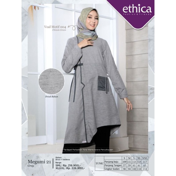 ATASAN TUNIK ETHICA MEGUMI 21 DUSTY PINK MEGUMI 21 GREY