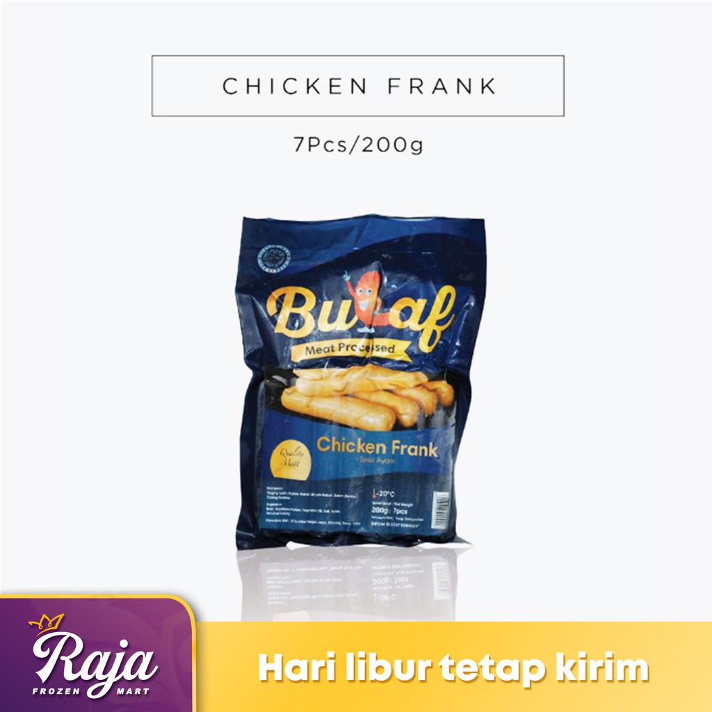 

Bulaf Sosis Ayam Chicken Frank isi 7 200gr / Makanan Beku / Frozen Food / Sosis / Kentang Beku