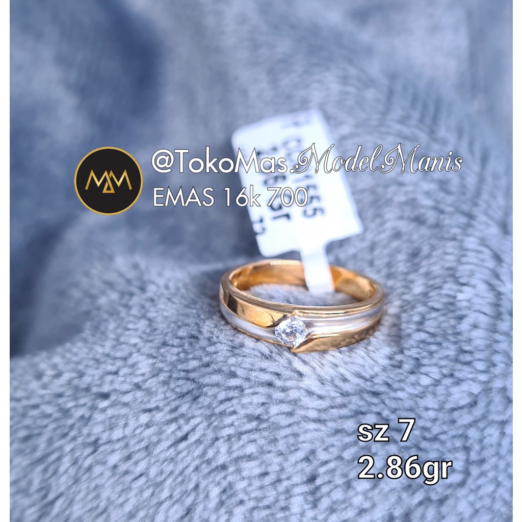 Cincin Polos satu mata ukuran kecil emas kuning 700 kadar 16k