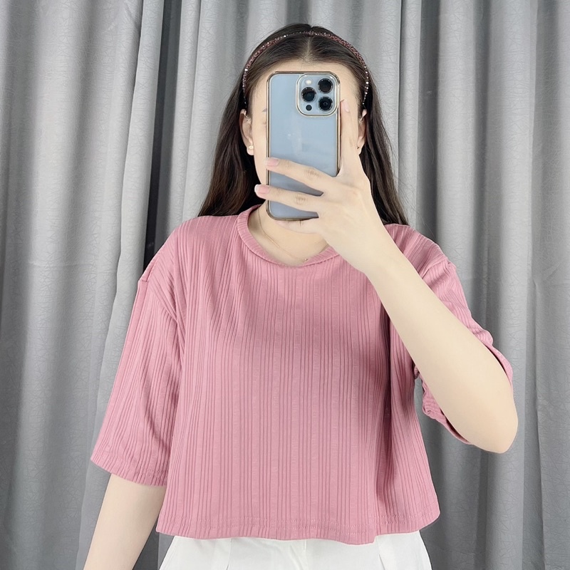 Oversize crop tee rib Grosir @35 | Atasan crop rib