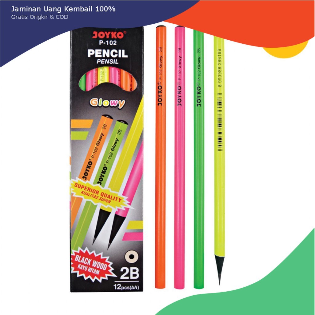 

(Grosir)Pensil Joyko Glowy P-102 2B 1 pack 12 biji
